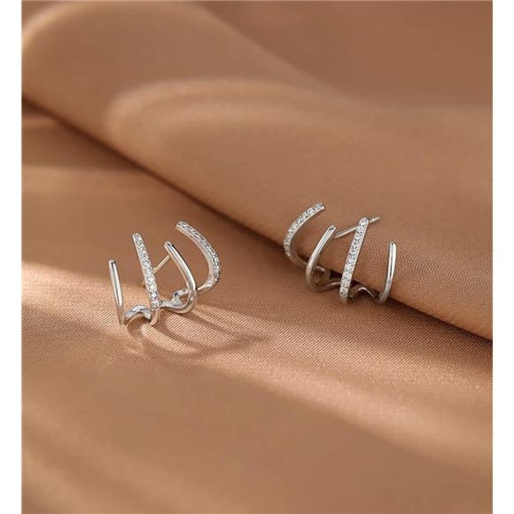 Solid 925 Sterling Silver Half Hoop Earrings Wrap… - image 5